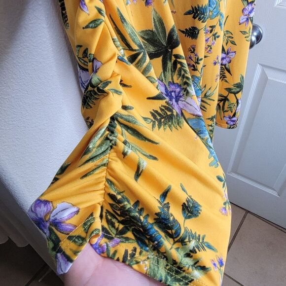 Ny Collection Tropical Floral Print Stretch Jersey Blouse Top Size 2x - Picture 4 of 8